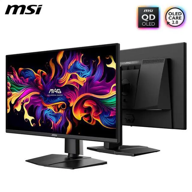MSI 27" WQHD 2K 1440P 240Hz with Adaptive Sync 0 03ms OLED Gaming Computer Monitor with Height Adjustable  Pivot  Swivel & Tilt stand MAG 272QP QD OLED X24