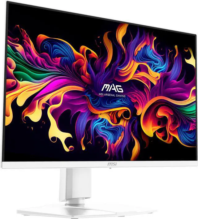 MSI 27 inch QHD 2K 1440P 280Hz with FreeSync Premium Pro & G Sync Compatible 0 03ms HDR400 USB C White OLED Gaming Computer Monitor with Height Adjustable  Swivel  Pivot & Tilt stand MAG272QPW QD OLED X28