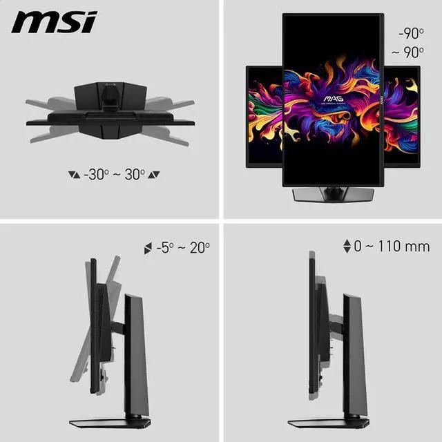 MSI 27 inch WQHD 2K 1440P 240Hz with Adaptive Sync 0 03ms OLED Gaming Computer Monitor with Height Adjustable  Pivot  Swivel & Tilt stand MAG 272QP QD OLED X24