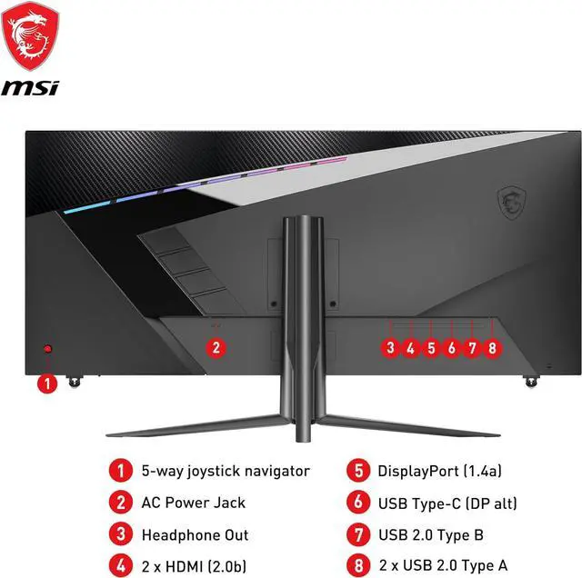 MSI 40" Ultrawide QHD 2K 1440P 155Hz IPS with AMD FreeSync Premium HDR400 1ms KVM USB C RGB USB HUB Gaming Computer Monitor MAG401QR