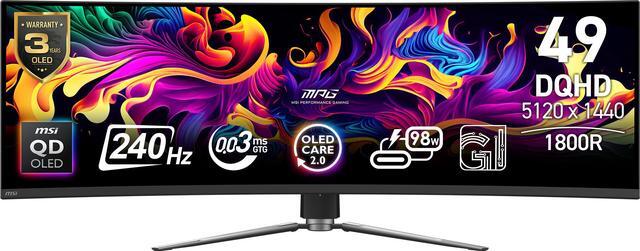 MSI 49" 240 Hz OLED DQHD Gaming Monitor Adaptive Sync MPG 491CQPX QD OLED