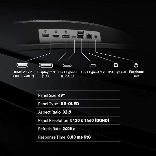 MSI 49" 240 Hz OLED DQHD Gaming Monitor Adaptive Sync MPG 491CQPX QD OLED
