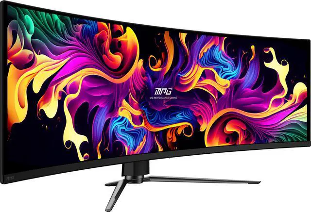 MSI 49" DQHD 2K 1440P 144Hz Adaptive Sync 0 03ms HDR400 DCI P3 99  USB C VRR KVM OLED 1800R Curved Gaming Computer Monitor with Height Adjustable  Swivel & Tilt stand MPG 491CQP QD OLED