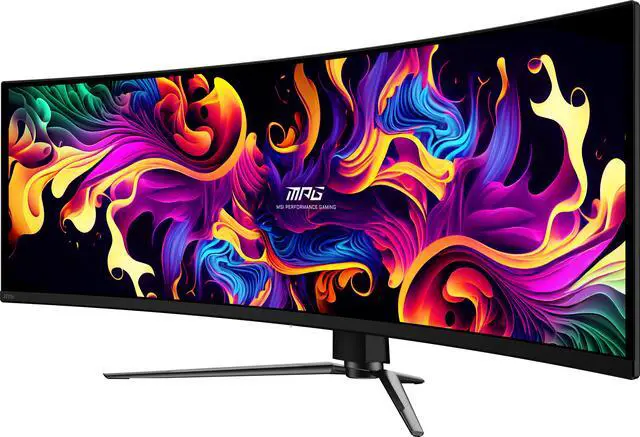 MSI 49" DQHD 2K 1440P 144Hz Adaptive Sync 0 03ms HDR400 DCI P3 99  USB C VRR KVM OLED 1800R Curved Gaming Computer Monitor with Height Adjustable  Swivel & Tilt stand MPG 491CQP QD OLED