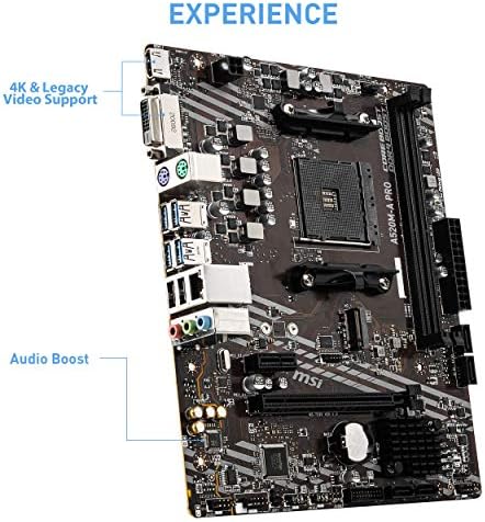 MSI A520M A PRO V1 Gaming Motherboard  AMD Ryzen 5000  AM4  DDR4  PCIe 3 0  SATA 6Gb/s  M 2  USB 3 2 Gen 1  DVI/HDMI  Micro ATX 