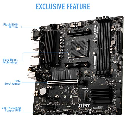 MSI B550M PRO VDH WiFi ProSeries Motherboard AMD Ryzen 5000 AM4 DDR4 PCIe 4 0 SATA 6Gb/s M 2 USB 3 2 Gen 1 Wi Fi Bluetooth D SUB/HDMI/DP Micro ATX