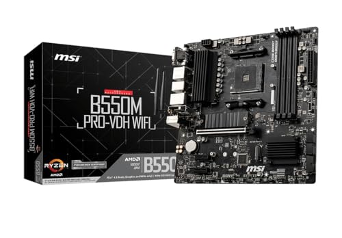 MSI B550M PRO VDH WiFi ProSeries Motherboard  AMD Ryzen 5000  AM4  DDR4  PCIe 4 0  SATA 6Gb/s  M 2  USB 3 2 Gen 1  Wi Fi  Bluetooth  D SUB/HDMI/DP  Micro ATX