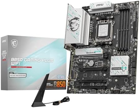 MSI B850 GAMING PLUS WIFI Motherboard ATX Supports AMD Ryzen 9000 7000 Processors AM5 DDR5 Memory 8200  MT/s  OC  PCIe 5 0x16 & 4 0x16 M 2 Gen5 Wi Fi 7 5G LAN HIGH SPEED DDR5 RAM 32GB  2x 16GB  Bundle