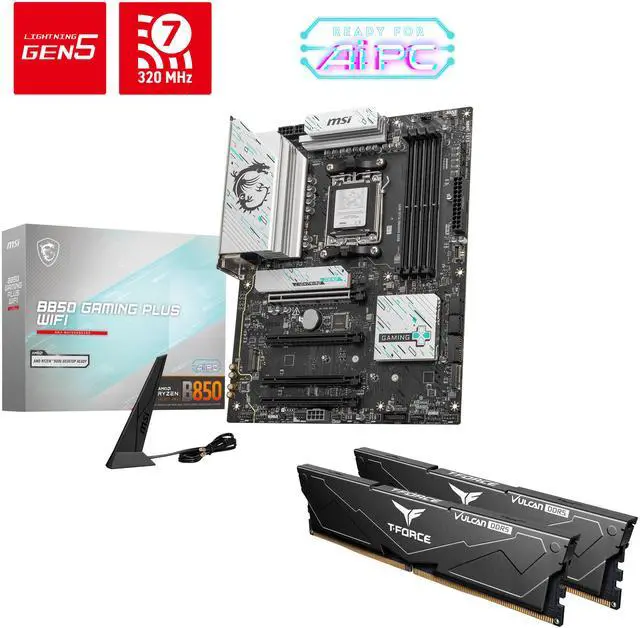 MSI B850 Gaming Plus WiFi Bundle   Motherboard & 32GB Memory Kit