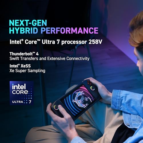 MSI Garra PC Gaming de mano: Intel Ultra 7-155H, pantalla FHD de 7 pulgadas a 120 Hz, 16 GB LPDDR5, 1 TB NVMe SSD, lector de tarjetas MicroSD, Thunderbolt 4, Win 11 Home: Negro A1M-050US