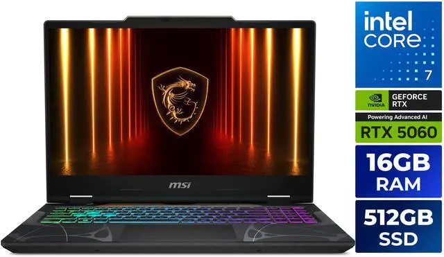 MSI Cyborg15   15 6" GeForce RTX 5060 Laptop GPU   Intel Core 7 240H 1 80 5 20 GHz    16GB Memory   512 GB NVMe SSD   Windows 11 Home Gaming Laptops   144 Hz IPS  Cyborg 15 B2RWFKG 259US  