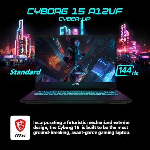 MSI Cyborg 15 i7 RTX 4060 Pro Gaming Laptop  15 6 FHD 144Hz  Intel i7 12650H  Beats AMD Ryzen 7 7435HS   NVIDIA RTX 4060  32GB DDR5 RAM  1TB SSD  Wi Fi 6  Win 11 P  Bundle with PCO Laptop Cooler