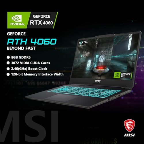 MSI Cyborg 15 i7 RTX 4060 Pro Gaming Laptop  15 6 FHD 144Hz  Intel i7 12650H  Beats AMD Ryzen 7 7435HS   NVIDIA RTX 4060  32GB DDR5 RAM  1TB SSD  Wi Fi 6  Win 11 P  Bundle with PCO Laptop Cooler