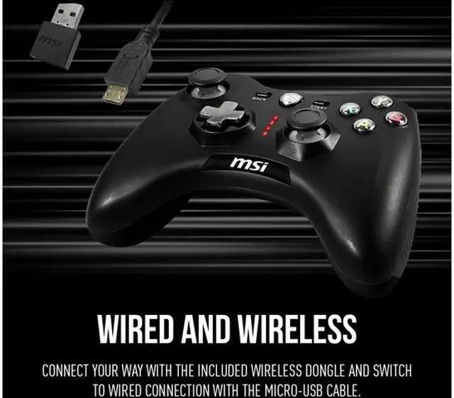 MSI Force GC30V2 Wireless Gaming Controller  Dual Vibration Motors  Dual Connection Modes  Interchangeable D Pads  Compatible with PC & Android