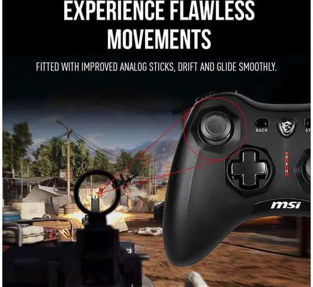 MSI Force GC30V2 Wireless Gaming Controller  Dual Vibration Motors  Dual Connection Modes  Interchangeable D Pads  Compatible with PC & Android