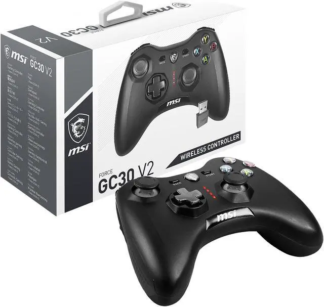 MSI Force GC30V2 Wireless Gaming Controller  Dual Vibration Motors  Dual Connection Modes  Interchangeable D Pads  Compatible with PC & Android