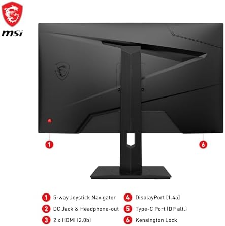 MSI G274QPF QD  27 Gaming Monitor  2560 x 1440 QHD   IPS  170Hz  FreeSync Premium  HDR400  HDMI  Displayport  USB C  Tilt  Black