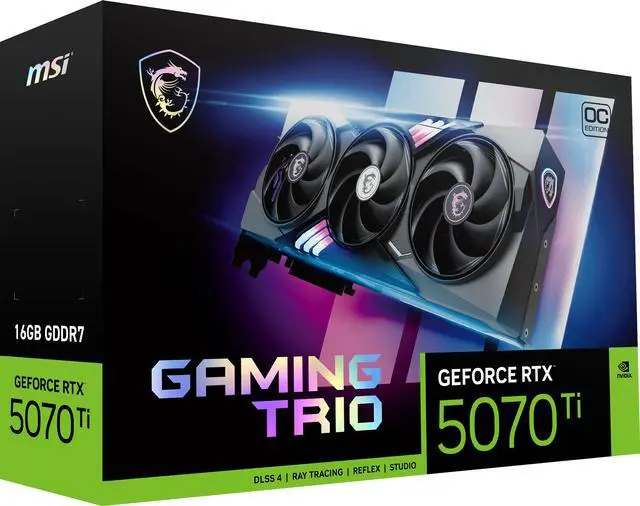 Tarjeta gráfica MSI Gaming GeForce RTX 5070 Ti 16 GB GDDR7 PCI Express 5.0 RTX 5070 Ti 16G GAMING TRIO OC