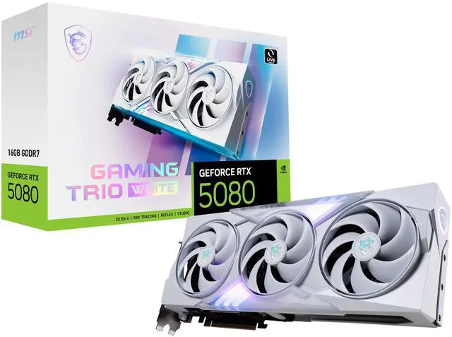 MSI Gaming GeForce RTX 5080 16GB GDDR7 PCI Express 5 0 Graphics Card RTX 5080 16G GAMING TRIO OC WHITE