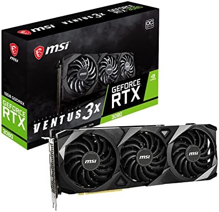 MSI Gaming GeForce RTX 3080 LHR 10GB GDRR6X 320 Bit HDMI/DP Nvlink Torx Fan 3 Ampere Architecture OC Graphics Card  RTX 3080 Ventus 3X 10G OC LHR   Renewed 