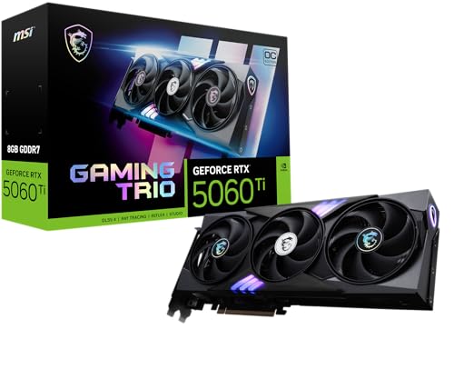 MSI Gaming RTX 5060 Ti 8G Gaming Trio OC Graphics Card  8GB GDDR7 TBA bit  Extreme Performance  TBA MHz  DisplayPort x3 2 1a  HDMI 2 1b  NVIDIA Blackwell Architecture 