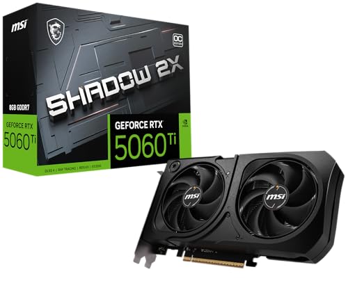 MSI Gaming RTX 5060 Ti 8G Shadow 2X OC Graphics Card  8GB GDDR7 TBA bit  Extreme Performance  TBA MHz  DisplayPort x3 2 1a  HDMI 2 1b  NVIDIA Blackwell Architecture