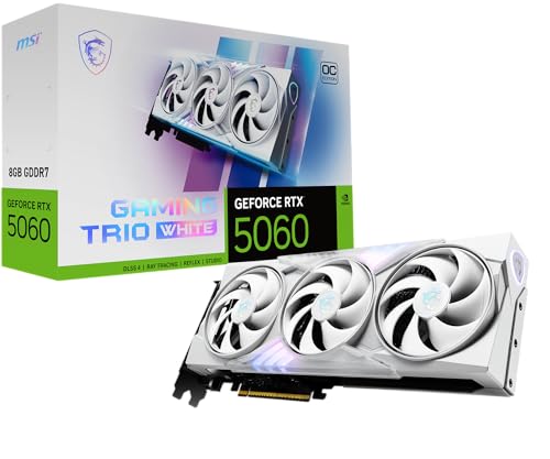MSI Gaming RTX 5060 8G Gaming Trio OC White Graphics Card  8GB GDDR7 TBA bit  Extreme Performance  TBA MHz  DisplayPort x3 2 1a  HDMI 2 1b  NVIDIA Blackwell Architecture