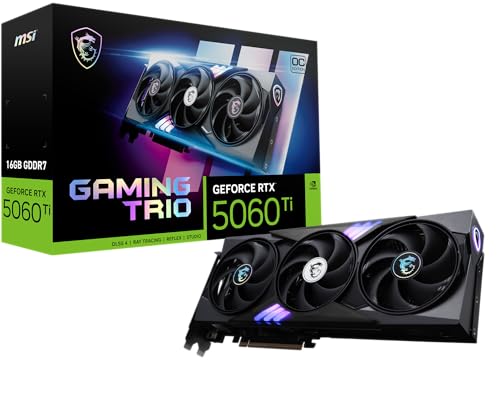 MSI Gaming RTX 5060 Ti 16G Gaming Trio OC Graphics Card  16GB GDDR7  128 bit  Extreme Performance  TBA MHz  DisplayPort x 3 2 1a  HDMI 2 1b  NVIDIA Blackwell Architecture 