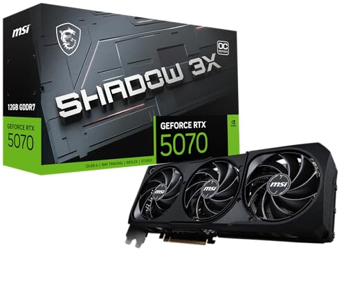 MSI Gaming RTX 5070 12G Shadow 3X OC Graphics Card  12GB GDDR7  192 bit  Extreme Performance  2557 MHz  DisplayPort x3 2 1a  HDMI 2 1b  NVIDIA Blackwell Architecture