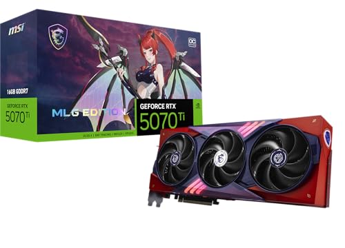 MSI Gaming RTX 5070 Ti 16G MLG Edition OC Graphics Card  16GB GDDR7  256 bit  Extreme Clock 2580 MHz  DisplayPort x 3 2 1a  HDMI 2 1b  NVIDIA Blackwell Architecture 