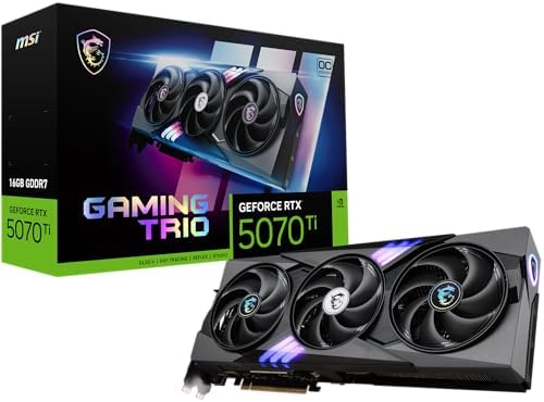 MSI Gaming RTX 5070 Ti 16G Gaming Trio OC Graphics Card  16GB GDDR7  256 bit  Extreme Performance  2580  DisplayPort x 3 2 1a  HDMI 2 1b  NVIDIA Blackwell Architecture