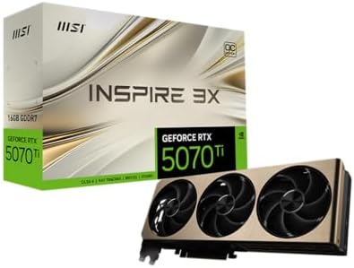 MSI Gaming RTX 5070 TI 16G Inspire 3X OC Graphics Card  16GB GDDR7  256 bit  Extreme Performance  2497 MHz  DisplayPort x 3 2 1a  HDMI 2 1b  NVIDIA Blackwell Architecture