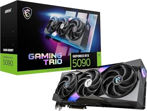 MSI Gaming RTX 5090 32G Gaming Trio OC Graphics Card  32GB GDDR7  512 bit  Extreme Performance  2497 MHz  DisplayPort x3 2 1a  HDMI 2 1b  NVlDlA Blackwell Architecture 