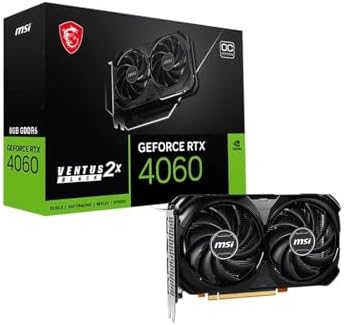 MSI GeForce RTX 4060 Ventus 2X Black 8G OC Gaming Graphics Card   8GB GDDR6X  PCI Express Gen 4  128 bit  3X DP v 1 4a  HDMI 2 1a  Supports 4K & 8K HDR 