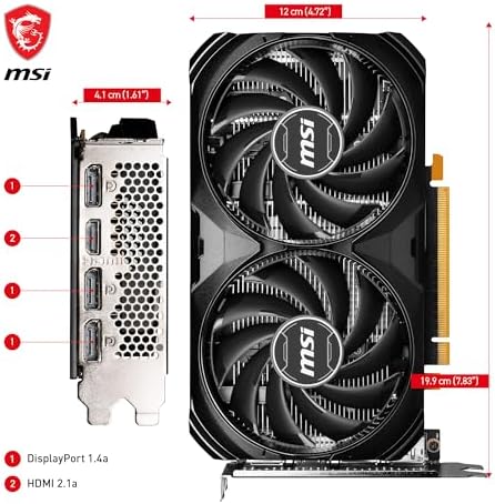 MSI GeForce RTX 4060 Ventus 2X Black 8G OC Gaming Graphics Card   8GB GDDR6X  PCI Express Gen 4  128 bit  3X DP v 1 4a  HDMI 2 1a  Supports 4K & 8K HDR 