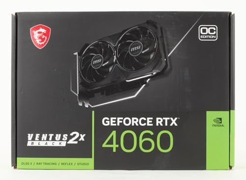 MSI GeForce RTX 4060 Ventus 2X Black 8G OC Gaming Graphics Card   8GB GDDR6X  PCI Express Gen 4  128 bit  3X DP v 1 4a  HDMI 2 1a  Supports 4K & 8K HDR 