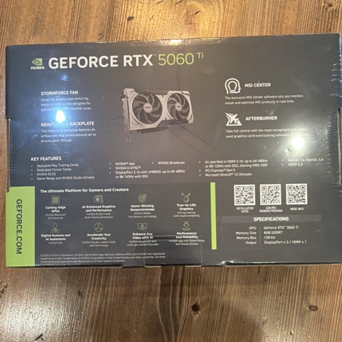 MSI GeForce RTX 5060 Ti Ventus 2X OC 8GB GDDR7 Ray Tracing DLSS 4 Graphics Card