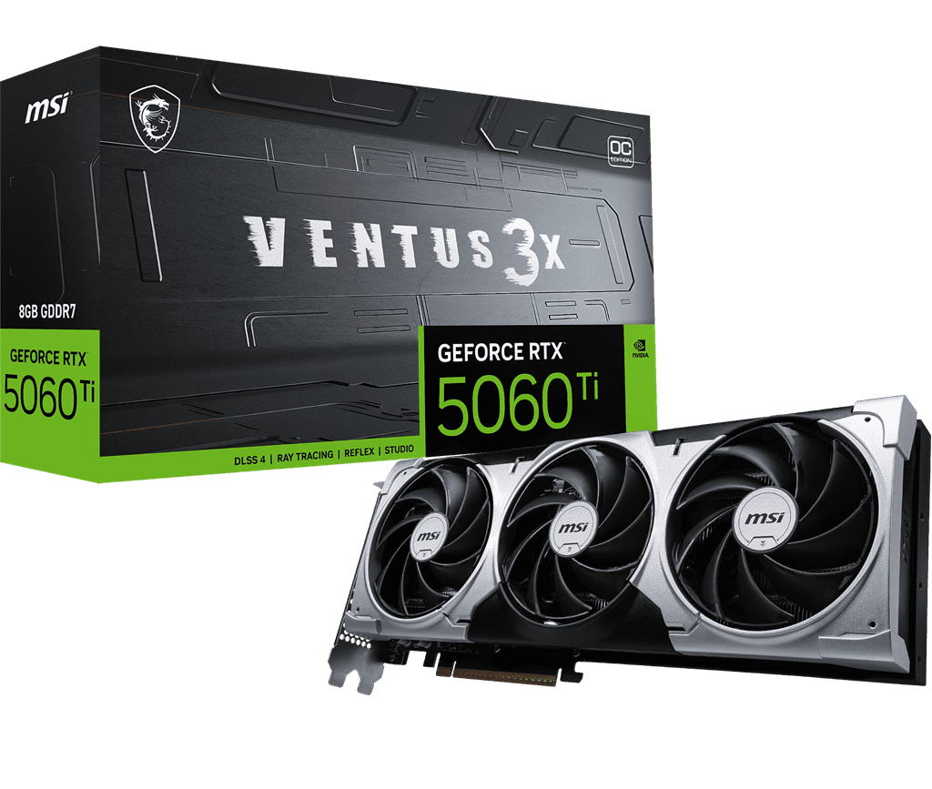 MSI GeForce RTX 5060 Ti 8G VENTUS 3X OC Graphics Card  8GB GDDR7  DPx3  HDMIx1  DLSS 4