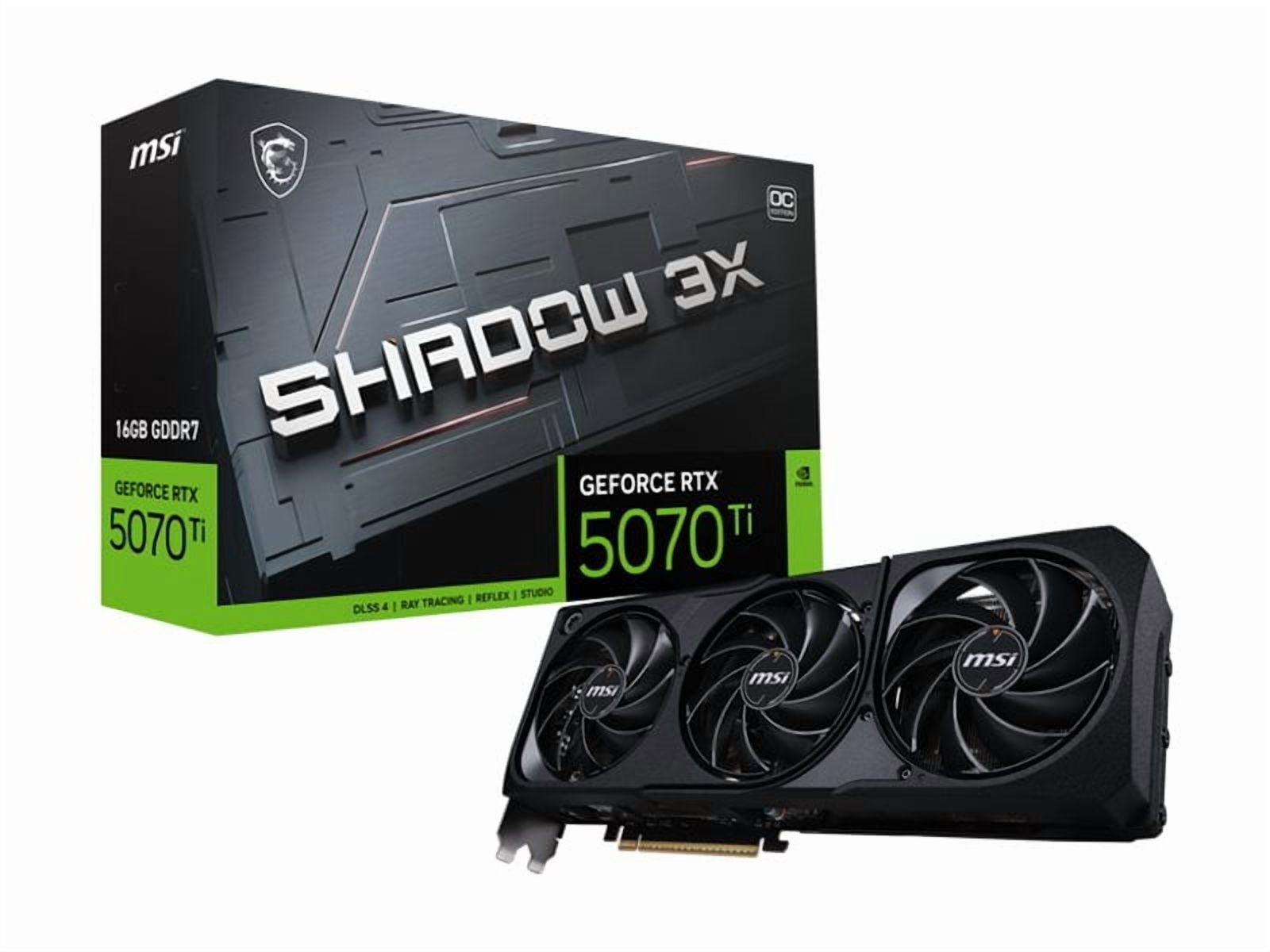MSI GeForce RTX 5070 Ti 16G SHADOW 3X OC - Tarjeta Gráfica - GeForce RTX 5070 Ti - 16 GB GDDR7 - PCI Express 5.0 - 3 x DisplayPort, HDMI