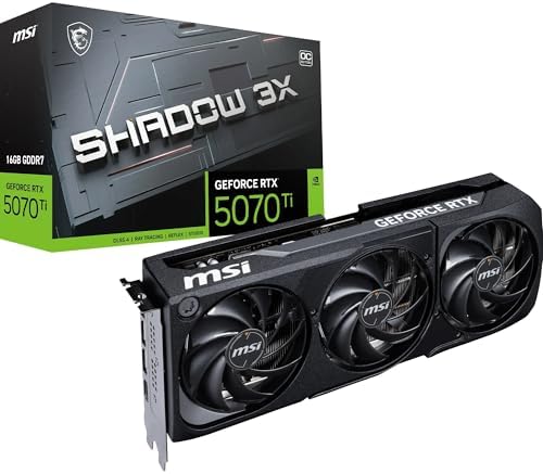 MSI GeForce RTX 5070 Ti 16G Shadow 3X OC   16GB GDDR7  28Gbps/256 bit   PCIe 5  Boost  2482MHz  HDMI 2 1b  DisplayPort 2 1b