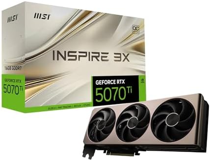 MSI GeForce RTX 5070 Ti 16G Ventus 3X OC Graphics Card   RTX 5070 Ti GPU  16GB GDDR7  28Gbps/256 bit   PCIe 5 0   Triple Fan Thermal Design  3 x TORX Fan 5 0    HDMI 2 1b  DisplayPort 2 1b