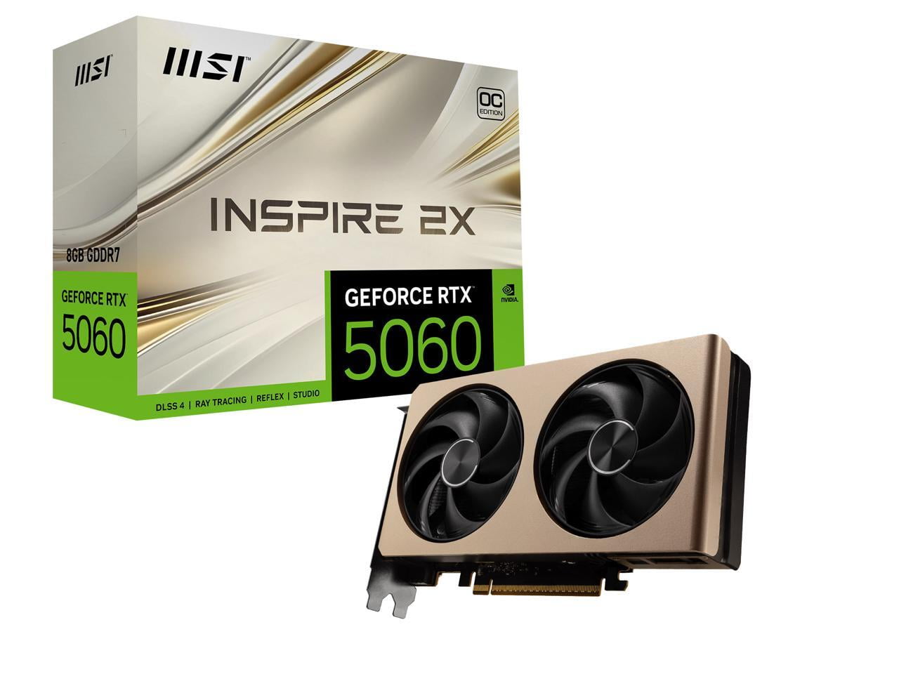 MSI INSPIRE GeForce RTX 5060 8GB GDDR7 PCI Express 5 0 x 16  use x8  Graphics Card RTX 5060 8G INSPIRE 2X OC