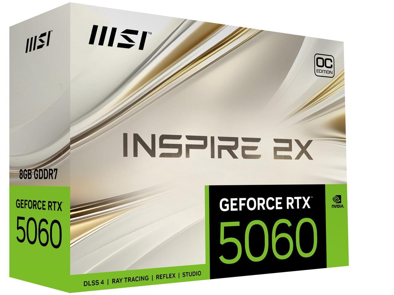 MSI INSPIRE GeForce RTX 5060 8GB GDDR7 PCI Express 5 0 x 16  use x8  Graphics Card RTX 5060 8G INSPIRE 2X OC