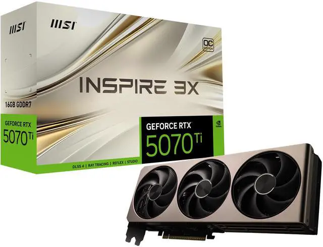MSI INSPIRE GeForce RTX 5070 Ti 16GB GDDR7 PCI Express 5.0 ATX Graphics Card RTX 5070 Ti 16G INSPIRE 3X OC