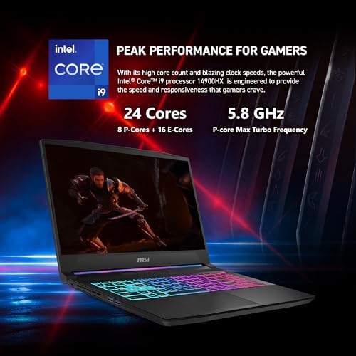 MSI Katana 15 HX 15.6" 165Hz QHD+ Portátil para juegos: Intel Core i9-14900HX, NVIDIA Geforce RTX 5070, 32GB DDR5, 1TB NVMe SSD, teclado RGB, Win 11 Home: Negro B14WGK-016US
