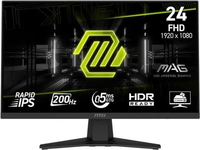 MSI MAG 244F 23 8  FHD Gaming Monitor   200Hz  0 5ms GtG  AMD FreeSync Premium  HDR Ready  HDMI 2 0  DisplayPort 1 2  Anti Glare  Tilt Adjustable  Console Mode