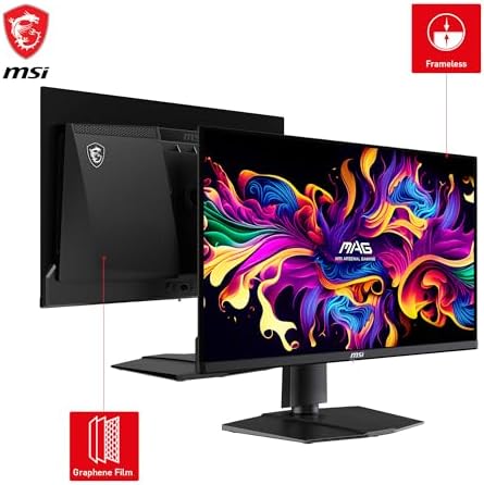 MSI MAG 271QPX QD OLED E2 27 inch 2K Gaming Monitor  2560 x 1440  QHD   0 03ms Response Time  240Hz  True Black HDR 400  HDMI  DP Port  Tilt and Height Adjustable