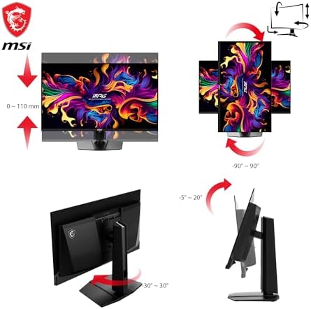 MSI MAG 271QPX QD OLED E2 27 inch 2K Gaming Monitor  2560 x 1440  QHD   0 03ms Response Time  240Hz  True Black HDR 400  HDMI  DP Port  Tilt and Height Adjustable