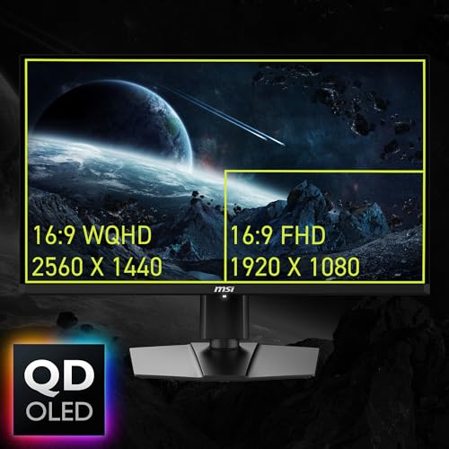 MSI MAG 271QP QD OLED X28 27 inch 2560 x 1440  QHD  Gaming Monitor  280Hz  Adaptive Sync  HDR Ready  HDMI  VGA Port  VESA Mountable  Tilt  4 Side Slim Bezel  0 03ms  Black