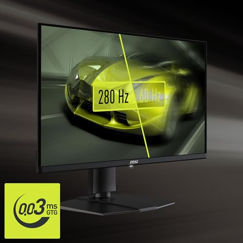 MSI MAG 271QP QD OLED X28 27 inch 2560 x 1440  QHD  Gaming Monitor  280Hz  Adaptive Sync  HDR Ready  HDMI  VGA Port  VESA Mountable  Tilt  4 Side Slim Bezel  0 03ms  Black